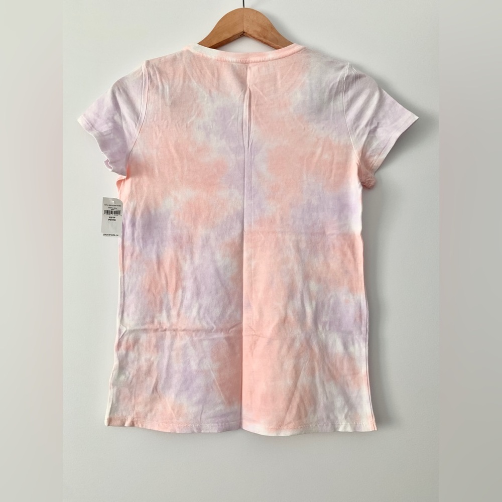 🌟PRICE DROP🌟 NWT! GAP peach + purple crew neck TIE-DYE TSHIRT Size XS Petite - Picture 2 of 5
